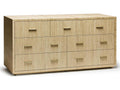 Livia 7-Drawers Double Dresser in Natural Sisal and Champagne Silver