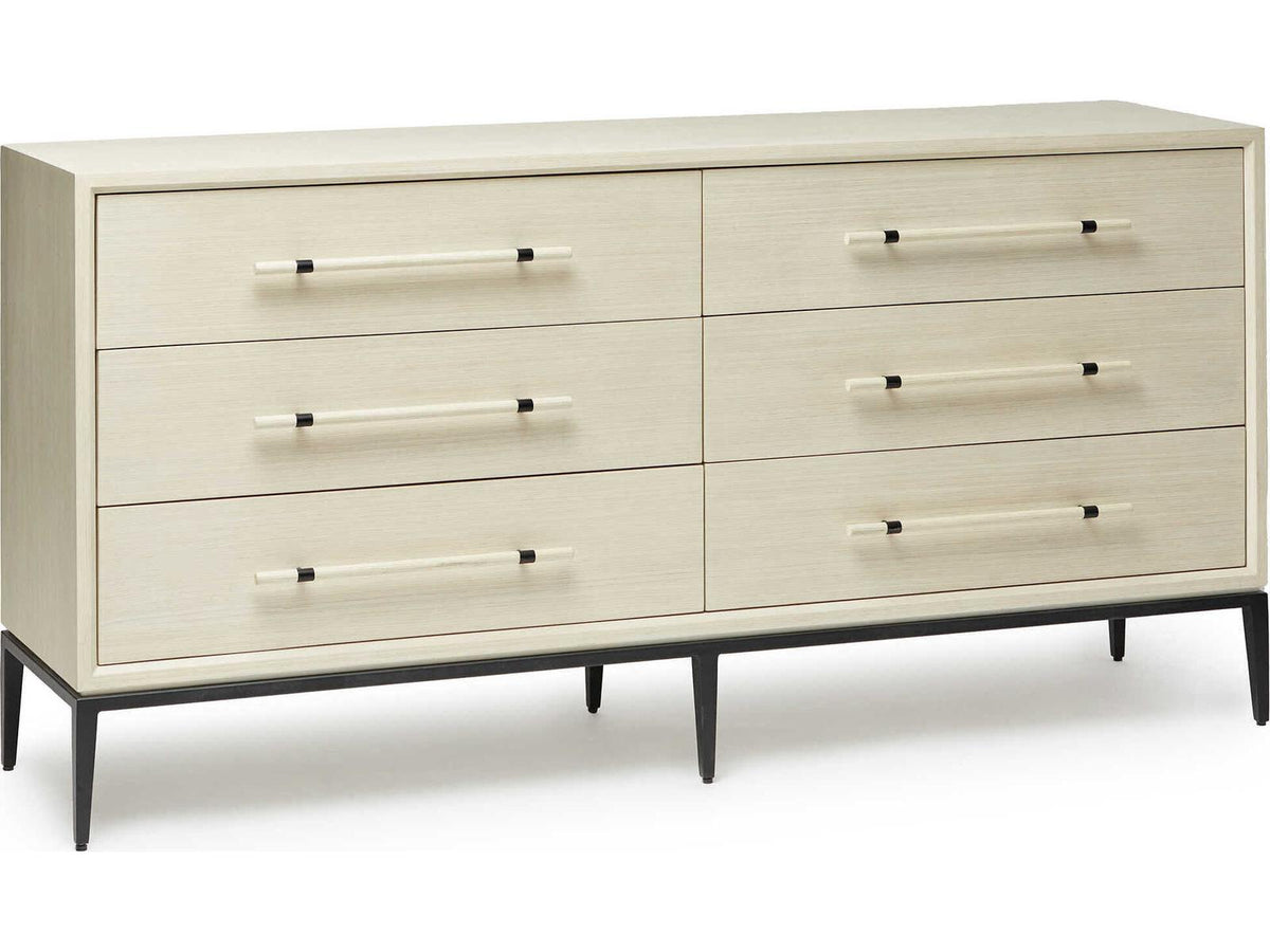 Burton 6-Drawer Ash Wood Double Dresser in Parchment Finish