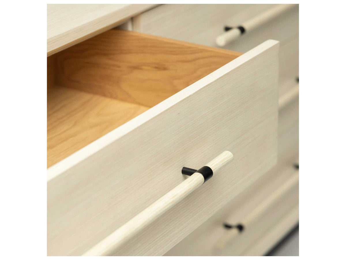 Burton 6-Drawer Ash Wood Double Dresser in Parchment Finish