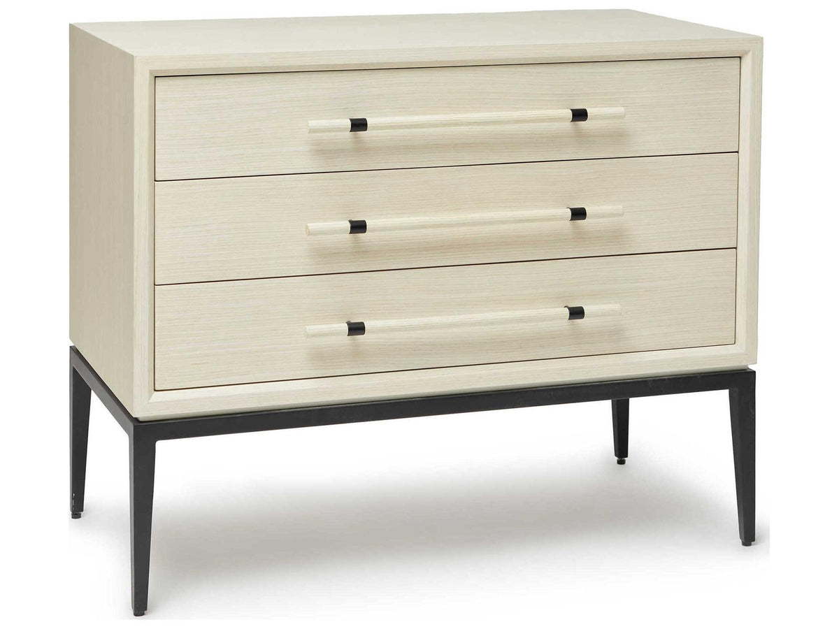 Burton 3-Drawer Ash Wood Nightstand in Parchment Finish