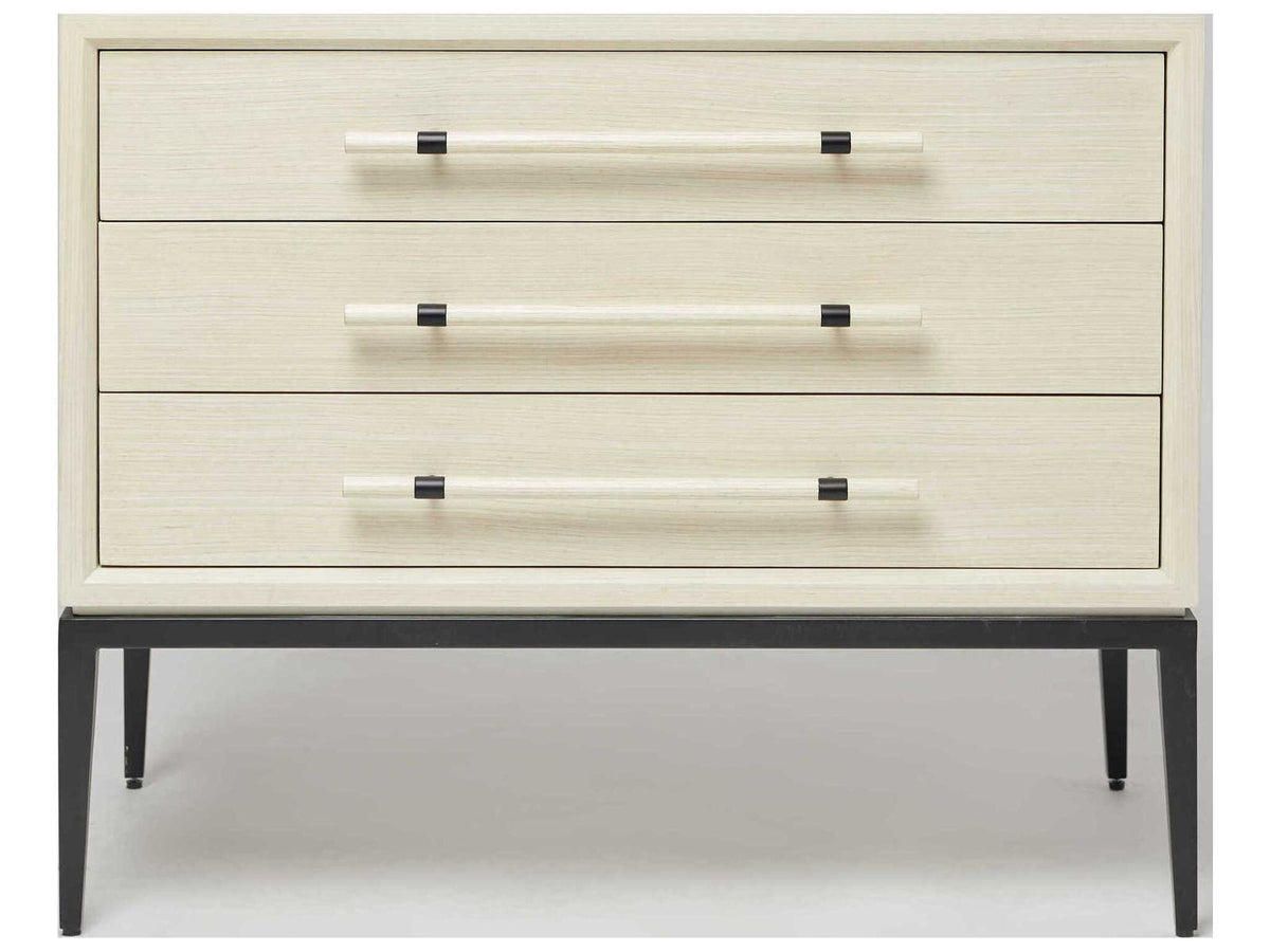 Burton 3-Drawer Ash Wood Nightstand in Parchment Finish