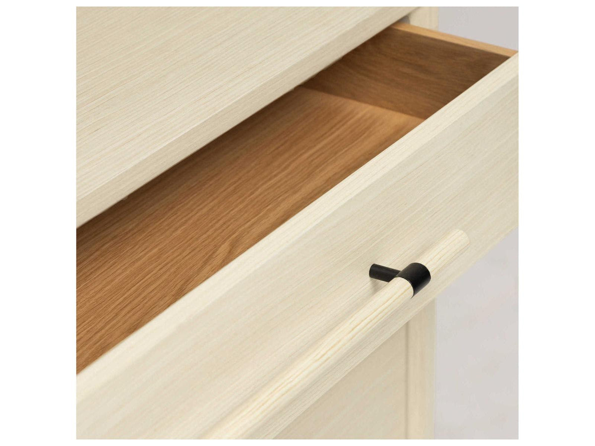 Burton 3-Drawer Ash Wood Nightstand in Parchment Finish