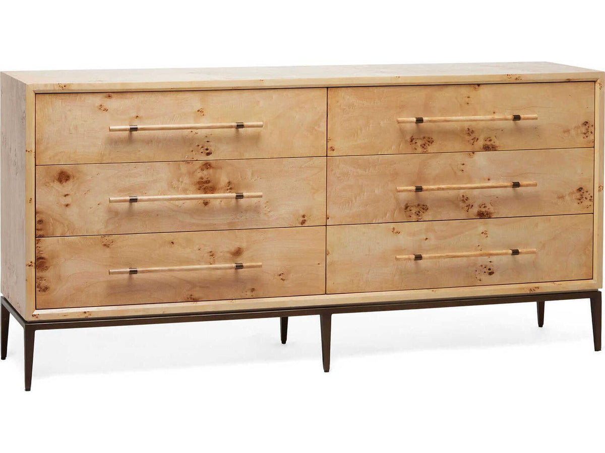 Burton 6-Drawer Double Dresser in Brown Ash Wood