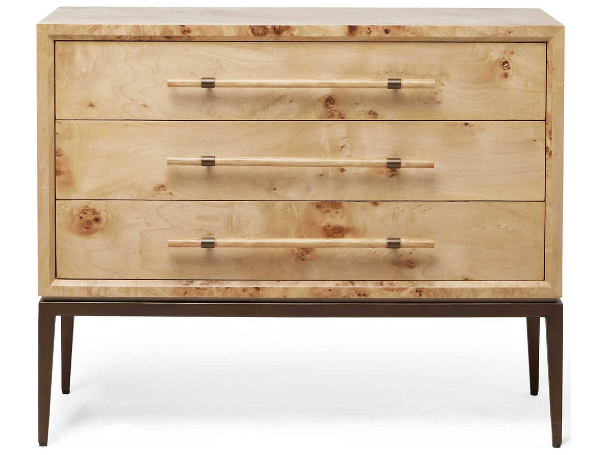 Burton 3-Drawers Ash Wood Nightstand in Canyon Dark Bronze