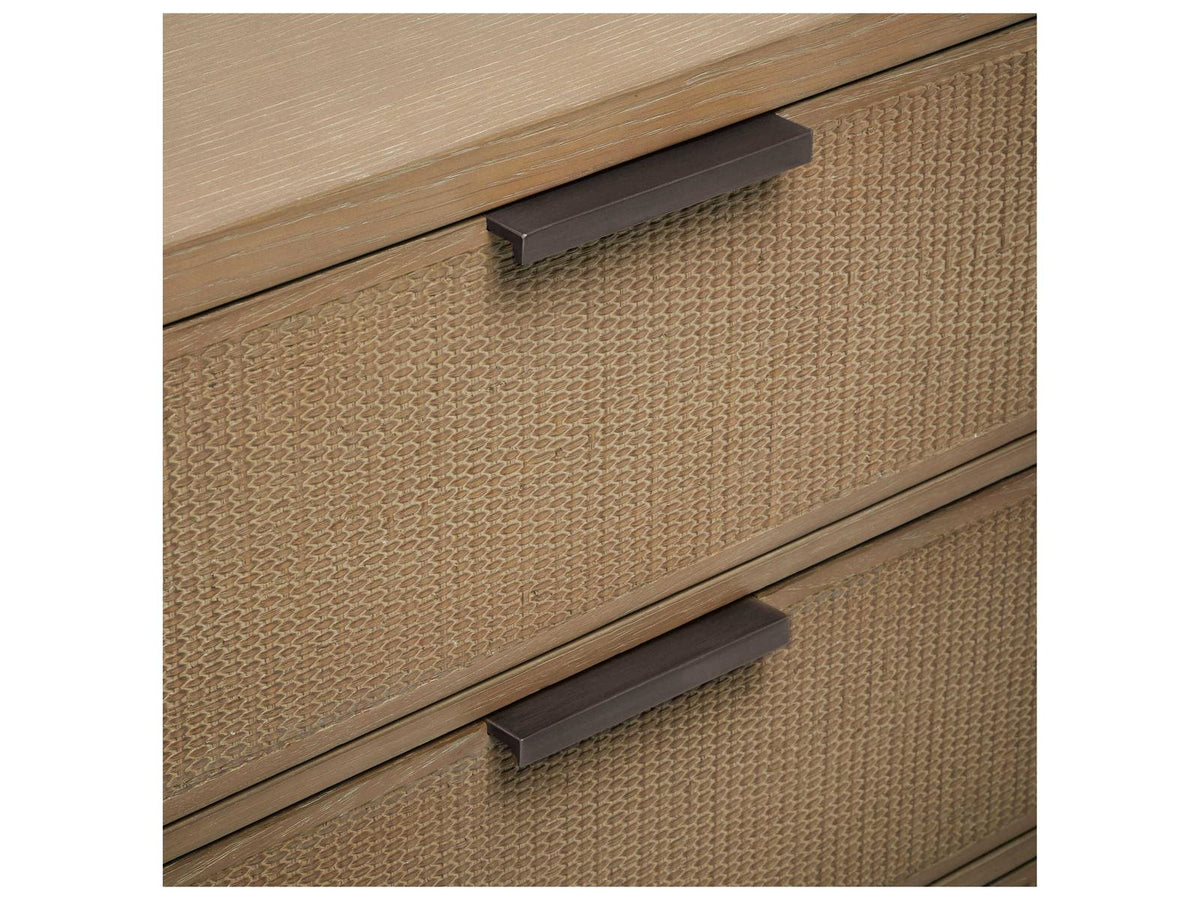 Holmes 84-Inch Oak Wood Sideboard with Rattan Drawer Fronts