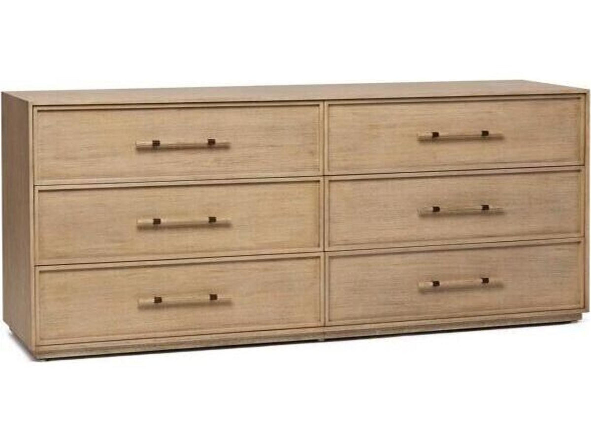 Clement 6-Drawer Double Dresser Natural Mahogany Washed Taupe Finish