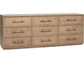Clement 9-Drawer Natural Mahogany Wood Dresser in Washed Taupe