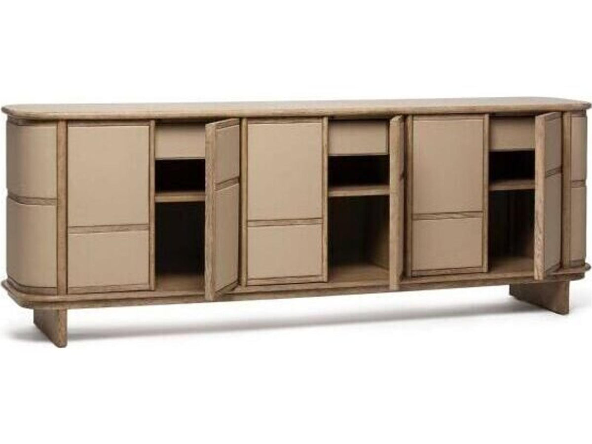 Guilford 84 Inch Media Console Washed Taupe Cream Latte