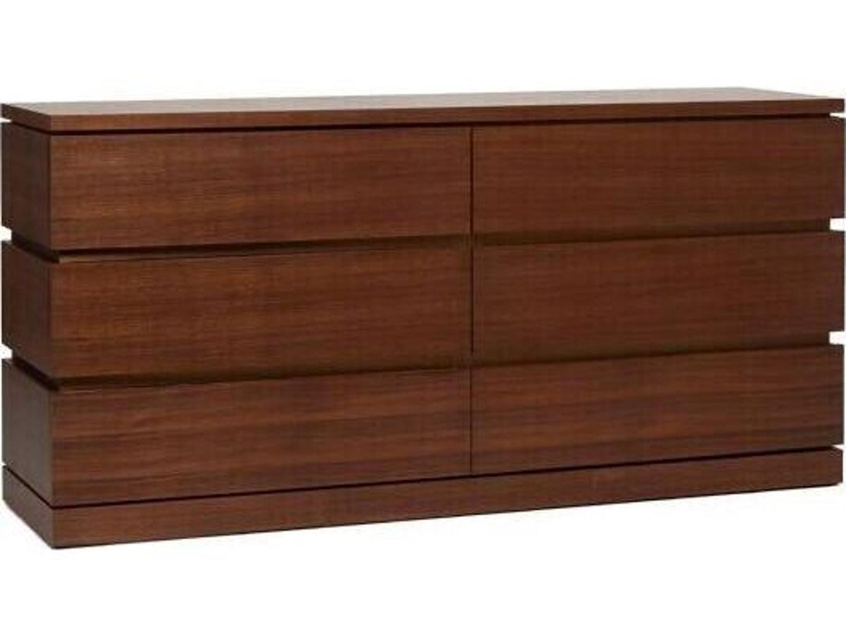 Bolton 6-Drawer Double Dresser in Classic Walnut with Brass Accents