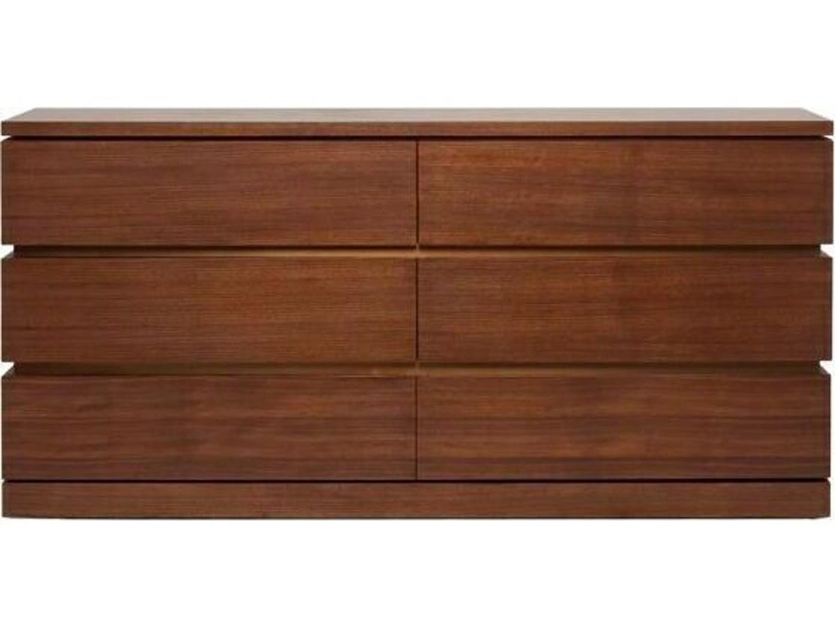 Bolton 6-Drawer Double Dresser in Classic Walnut with Brass Accents
