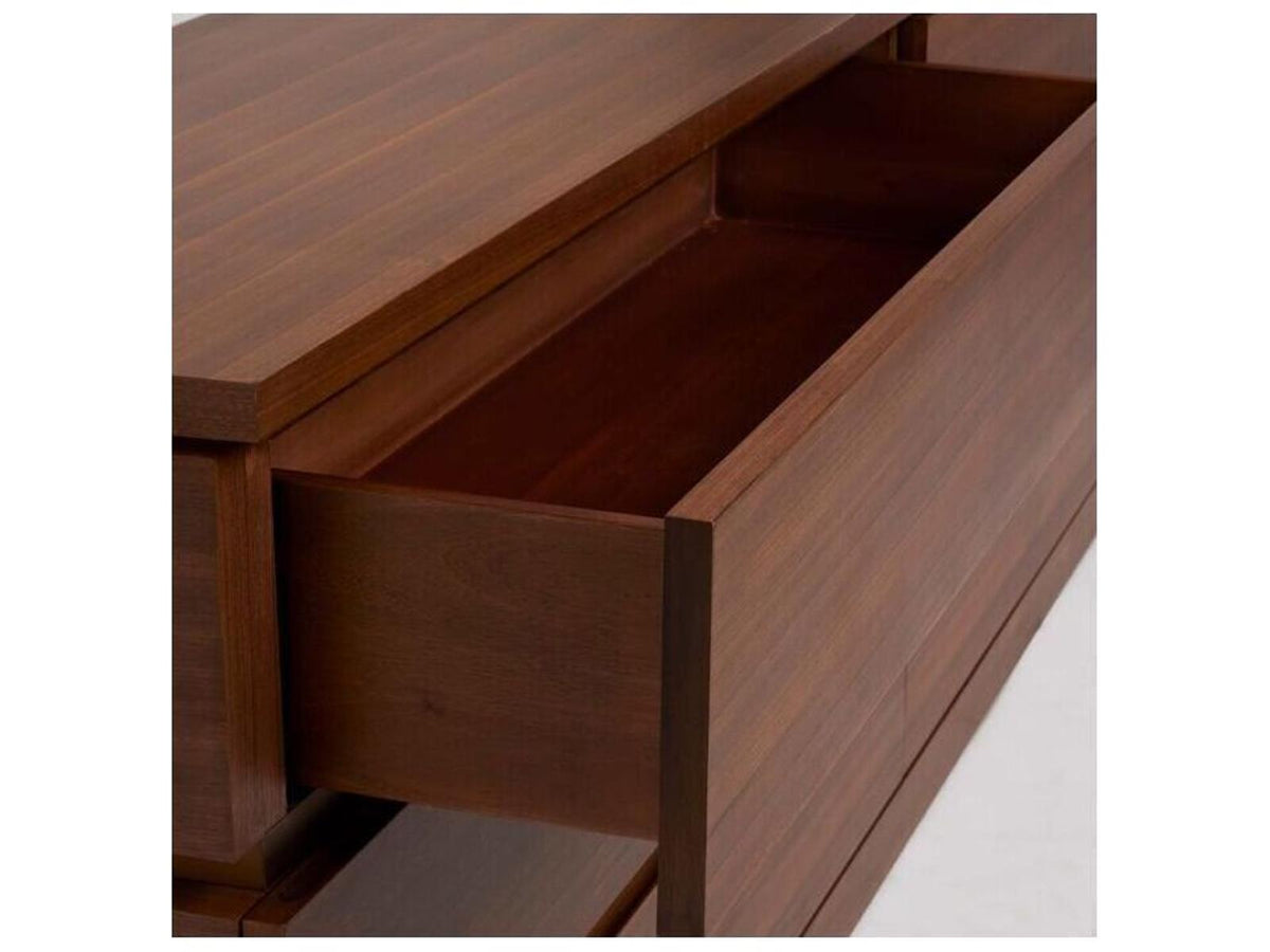 Bolton 6-Drawer Double Dresser in Classic Walnut with Brass Accents