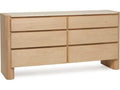 Arden 6-Drawer Natural Oak Wood Double Dresser with Marble Top