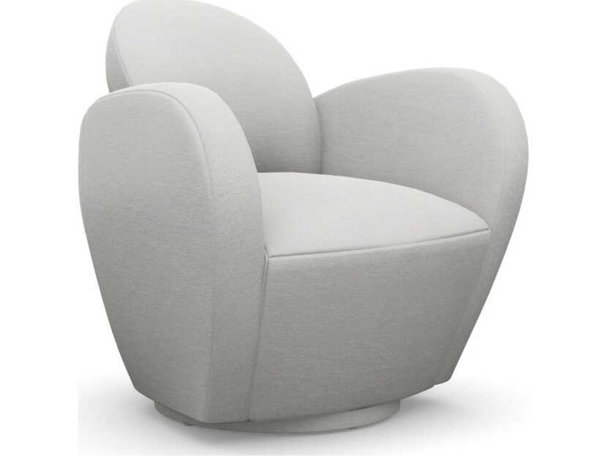 Miami Swivel Accent Chair in Cream Faux Linen
