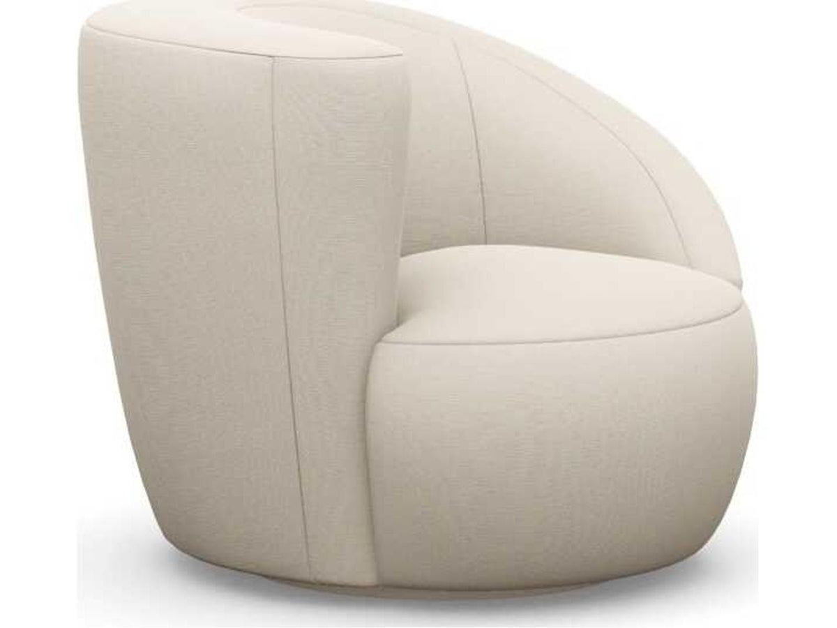 Carlisle Swivel Accent Chair in White Faux Linen