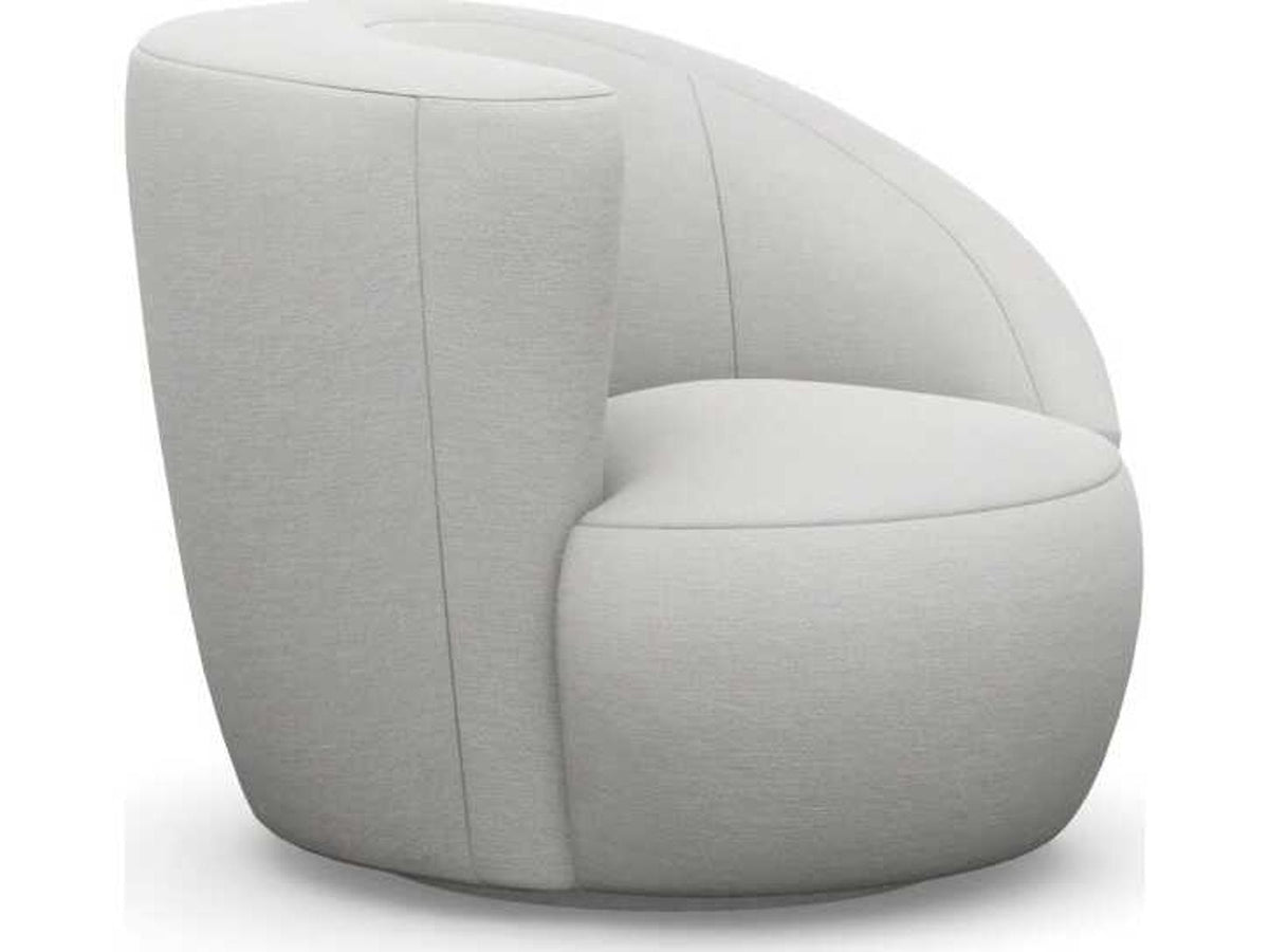 Carlisle Swivel Faux Linen Accent Chair in Cream