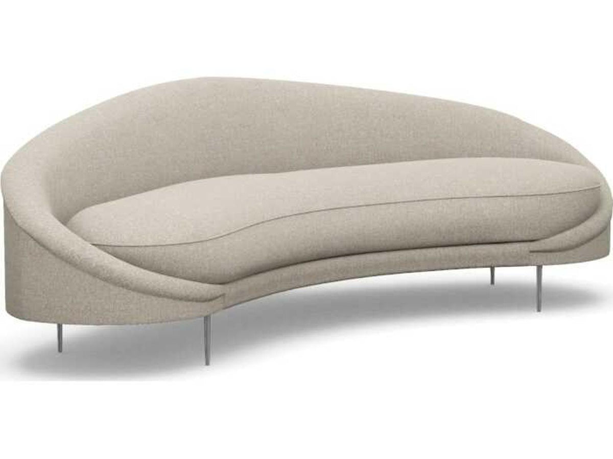 Ava 3-Seat Loma Weave Sofa in Wheat with Polished Nickel
