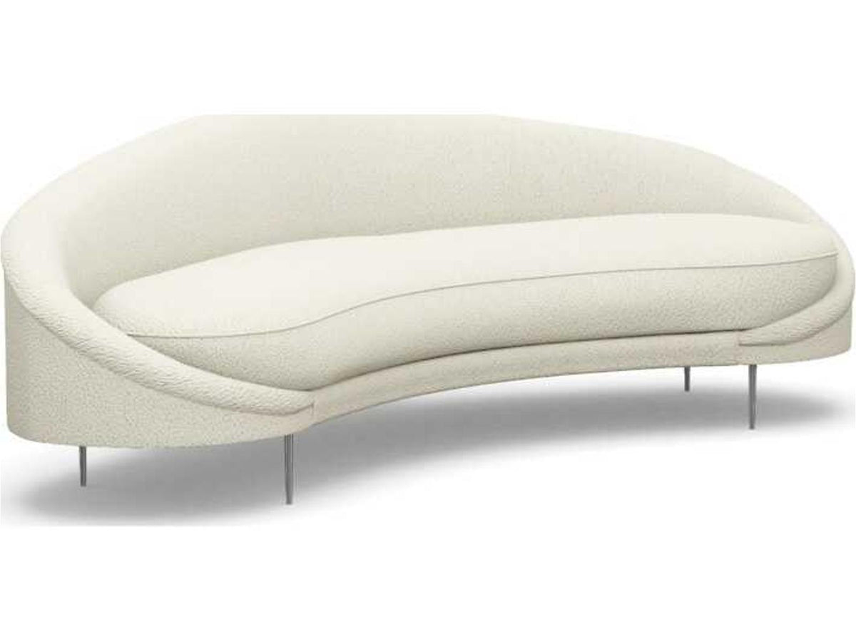 Ava 3-Seat Faux Shearling Sofa with Polished Nickel Base