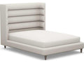 Ornette Queen Upholstered Platform Bed in Beige Hardwood