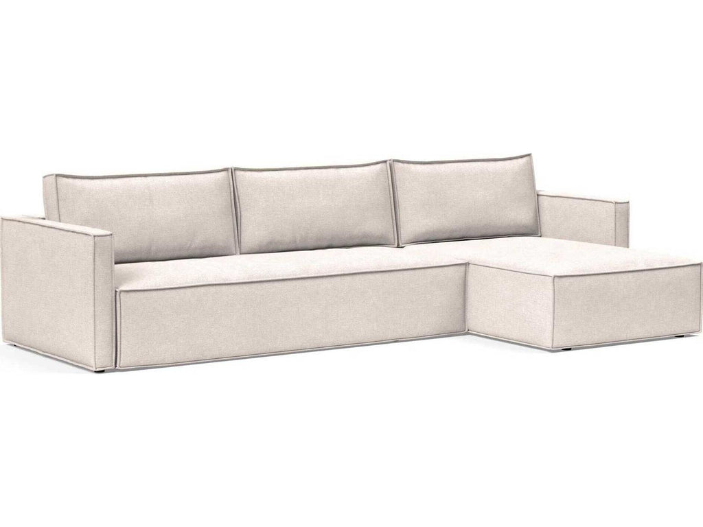 Living Newilla 3-Seat Adario Basmati Beige Upholstered Sectional Sofa Bed with Storage