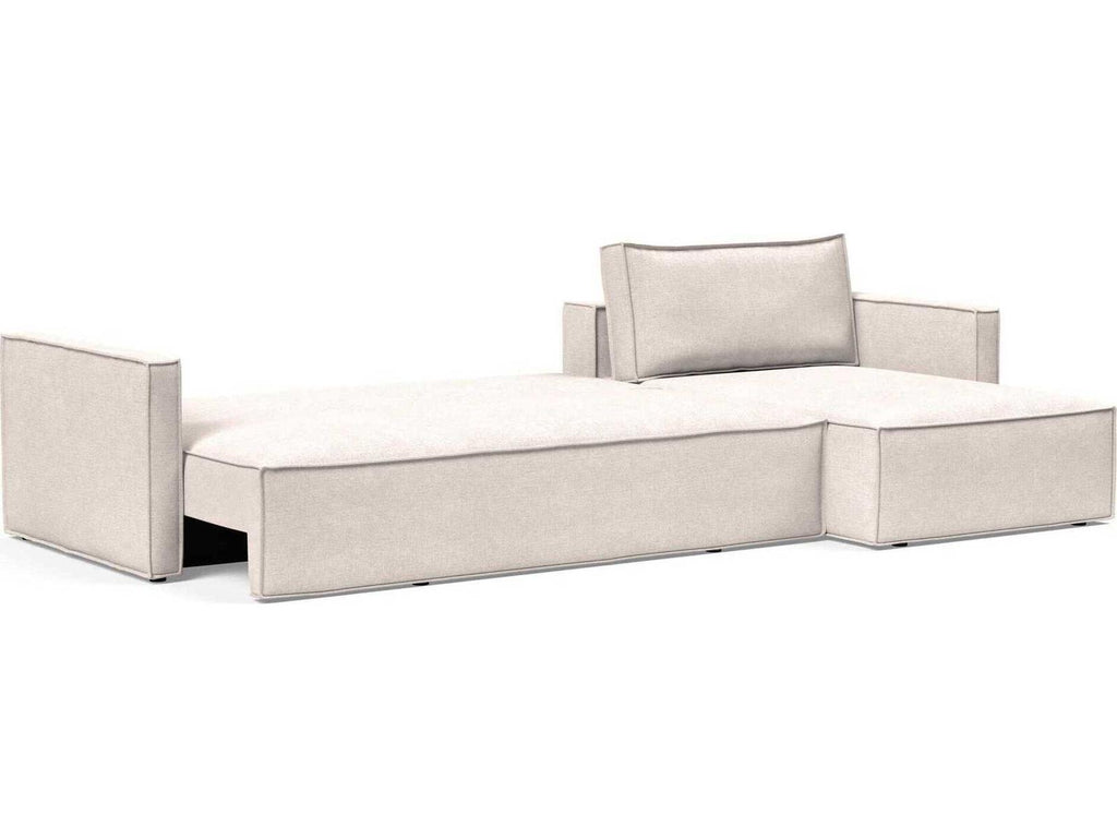 Living Newilla 3-Seat Adario Basmati Beige Upholstered Sectional Sofa Bed with Storage