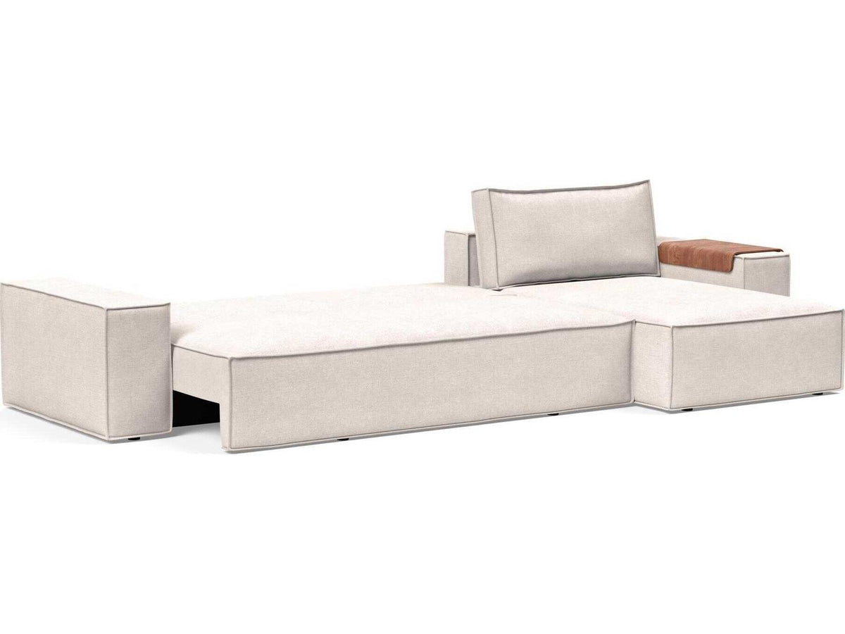 Living Newilla Sectional Sleeper Sofa with Wide Arms Adario Basmati Beige Fabric