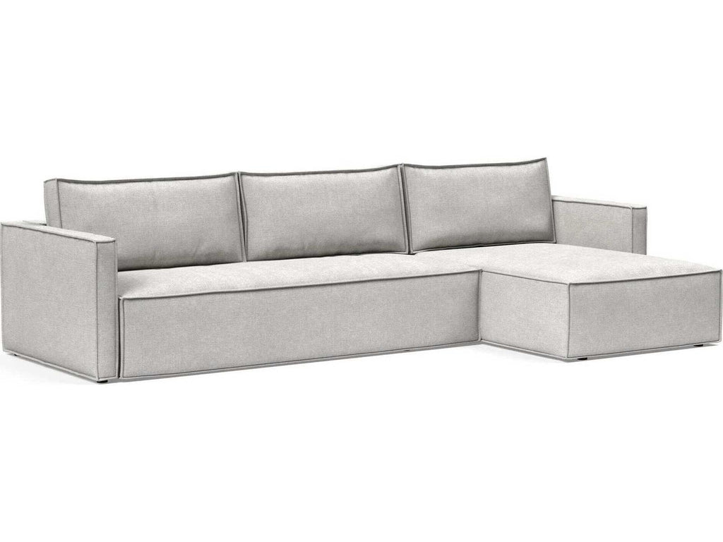Living Newilla Adario Fog Gray Upholstered Sectional Sofa Bed with Lounger and Slim Arms