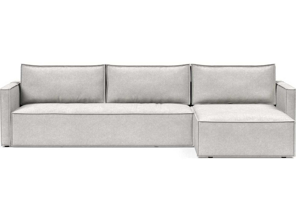 Living Newilla Adario Fog Gray Upholstered Sectional Sofa Bed with Lounger and Slim Arms