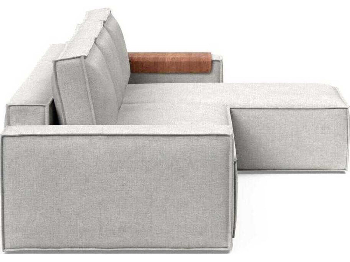 Newilla Adario Fog Gray Upholstered Sofa Bed with Lounger and Wide Arms