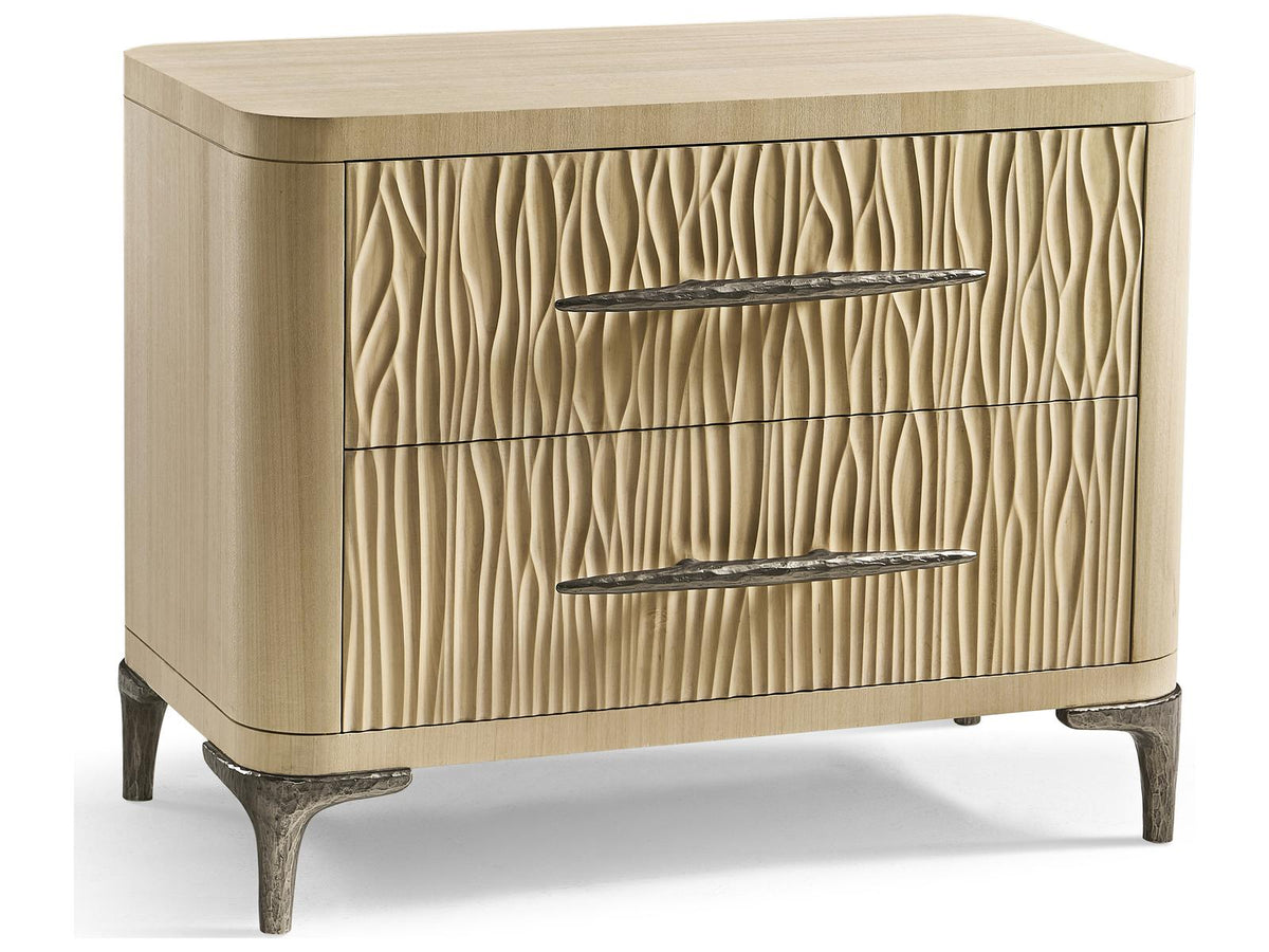 Water Undercurrent Nightstand in Natural Dyed Koto and Stainless Steel