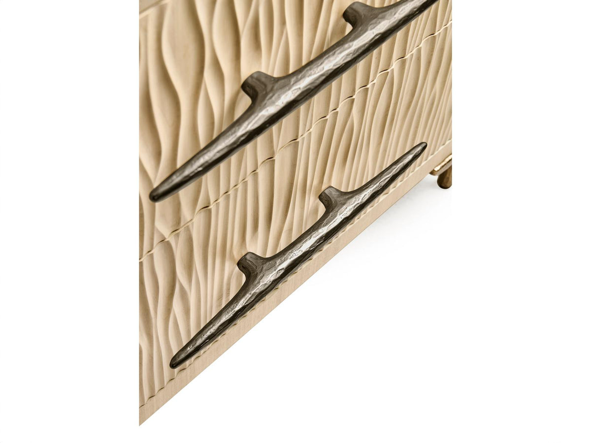 Water Undercurrent Nightstand in Natural Dyed Koto and Stainless Steel