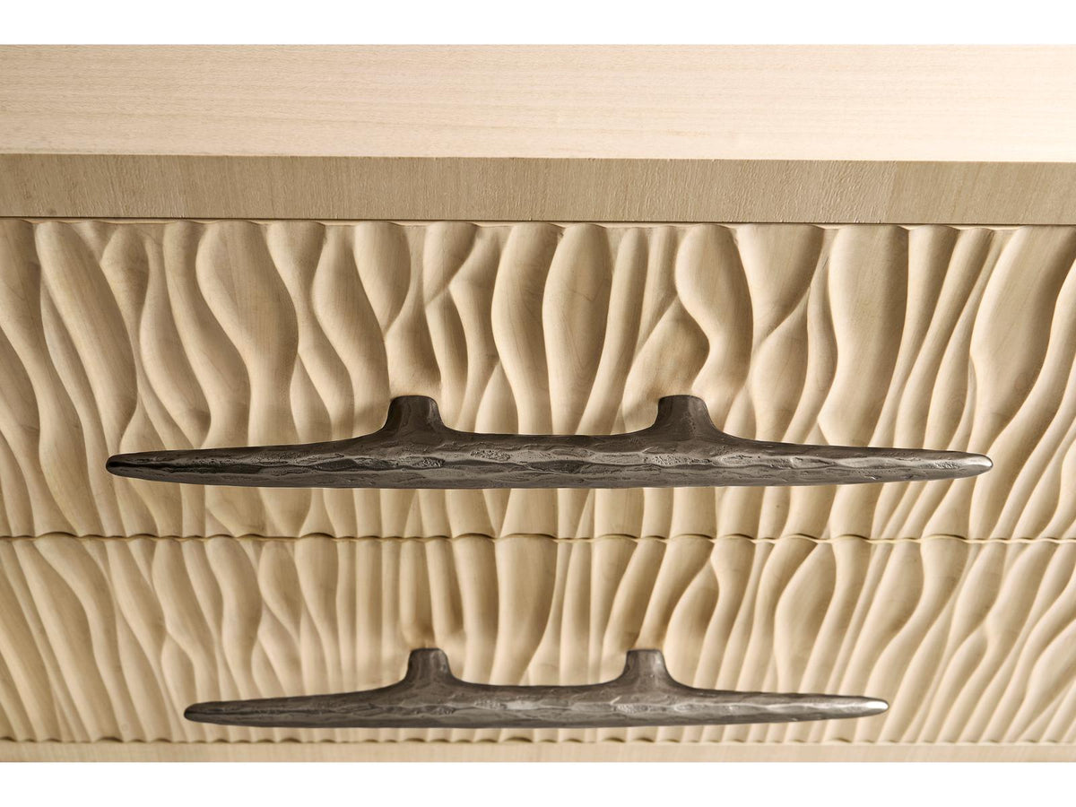 Water Undercurrent Nightstand in Natural Dyed Koto and Stainless Steel