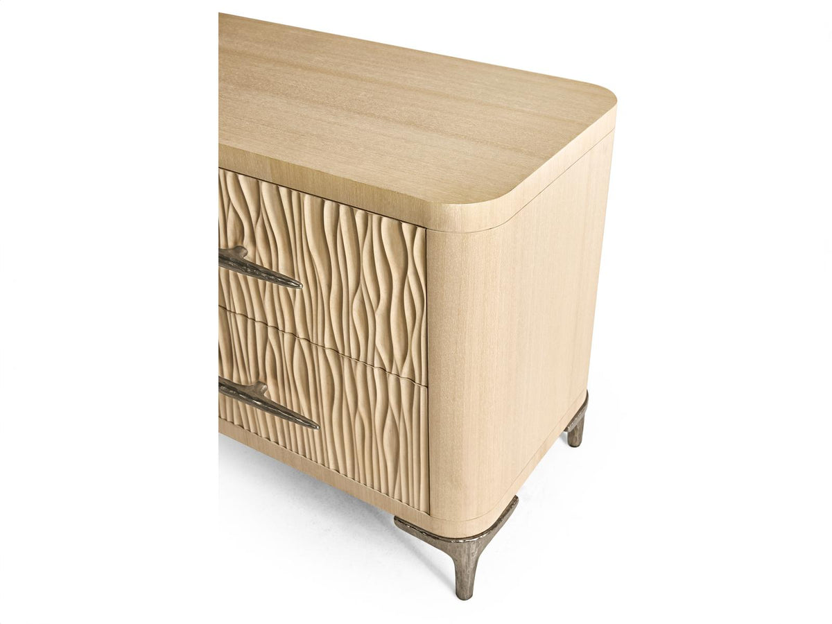 Water Undercurrent Nightstand in Natural Dyed Koto and Stainless Steel