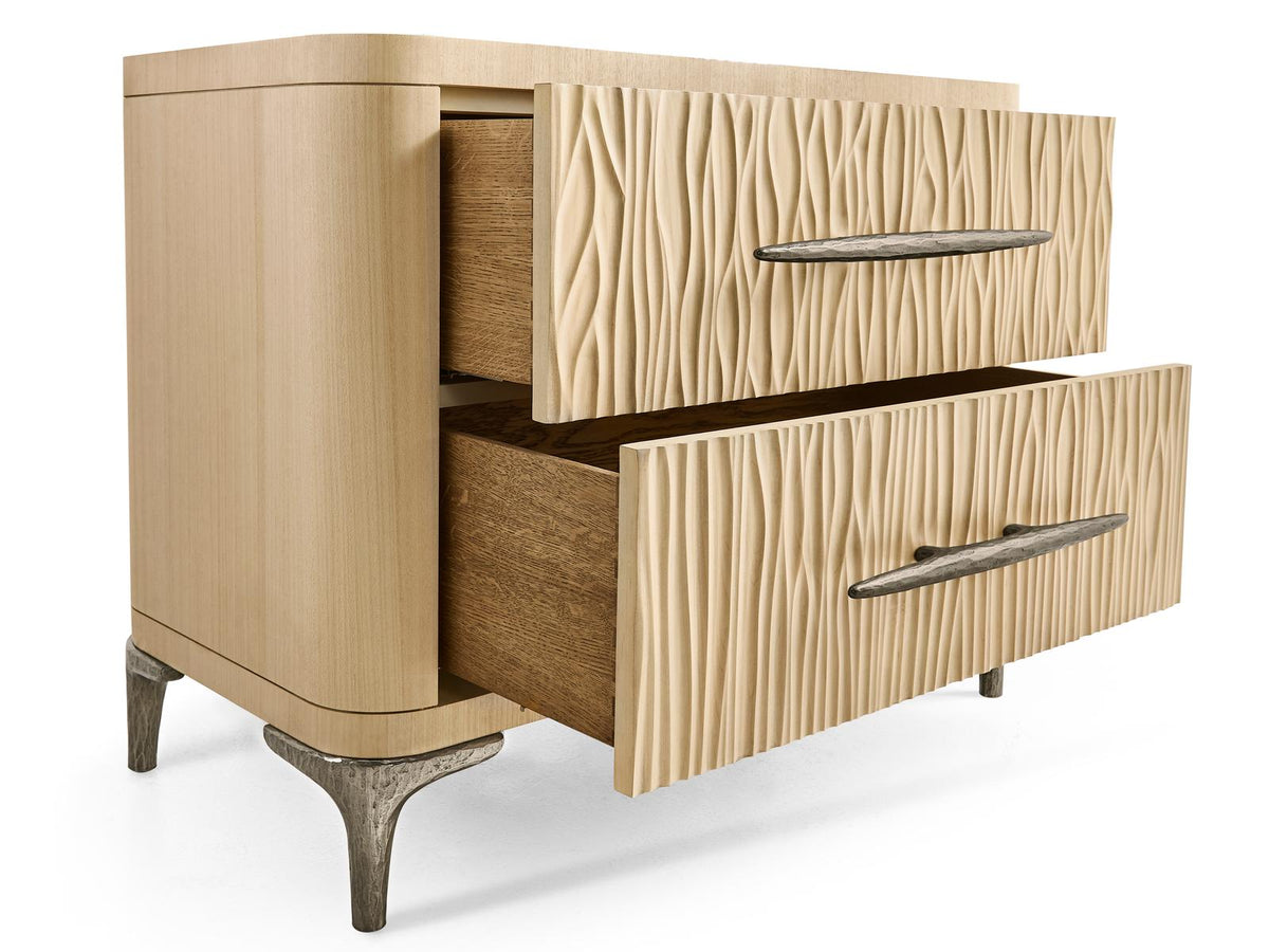 Water Undercurrent Nightstand in Natural Dyed Koto and Stainless Steel