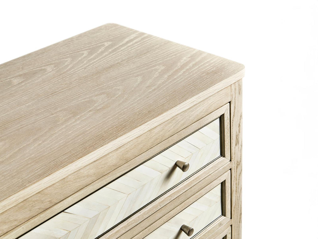 Water 4-Drawers Brown Oak Wood Dresser