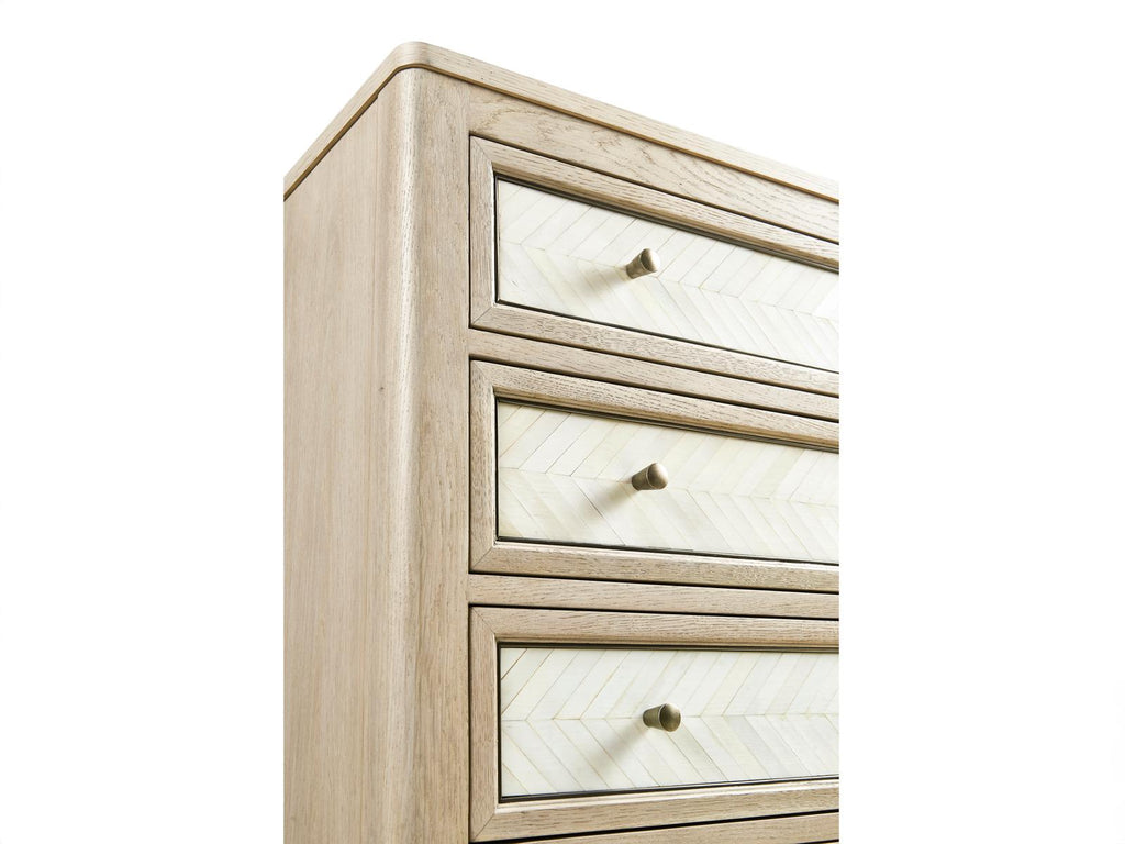 Water 4-Drawers Brown Oak Wood Dresser