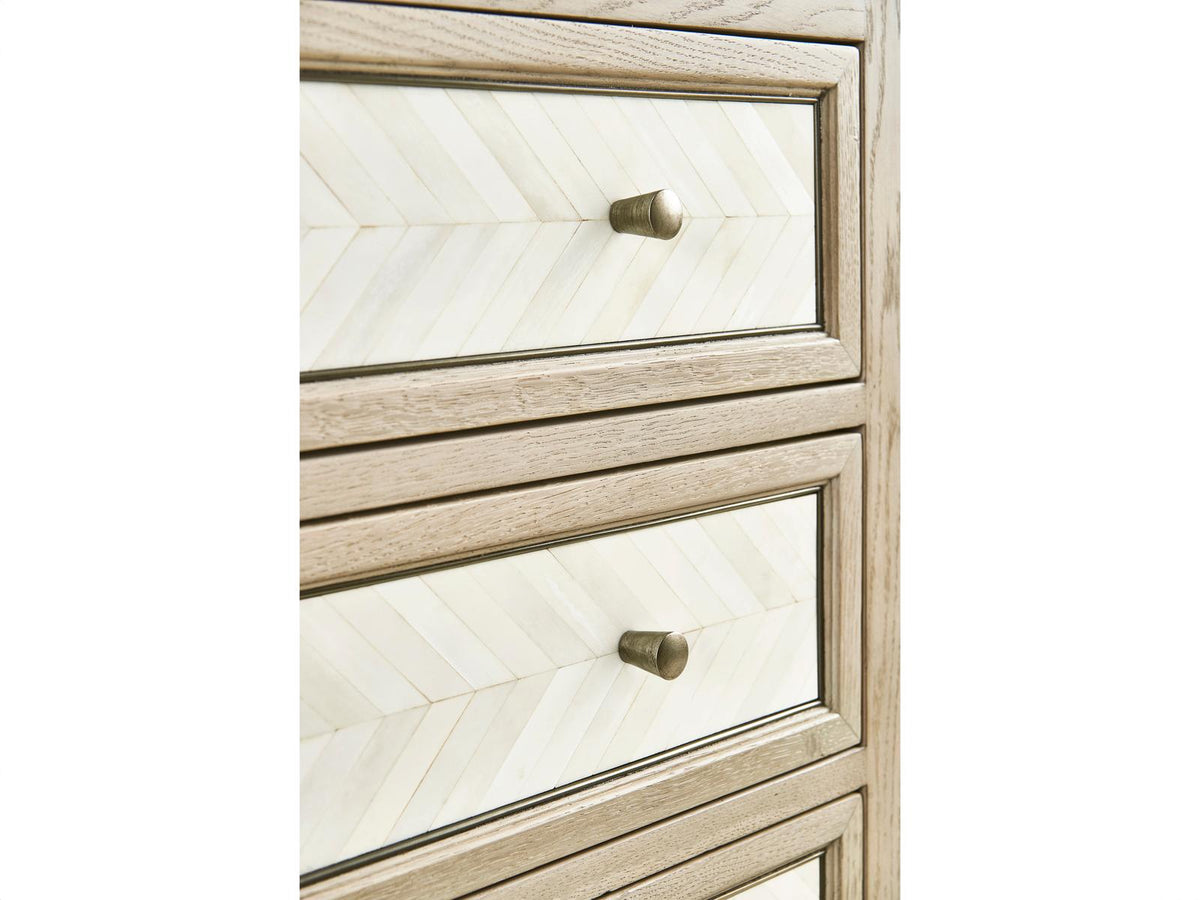 Water 4-Drawers Brown Oak Wood Dresser