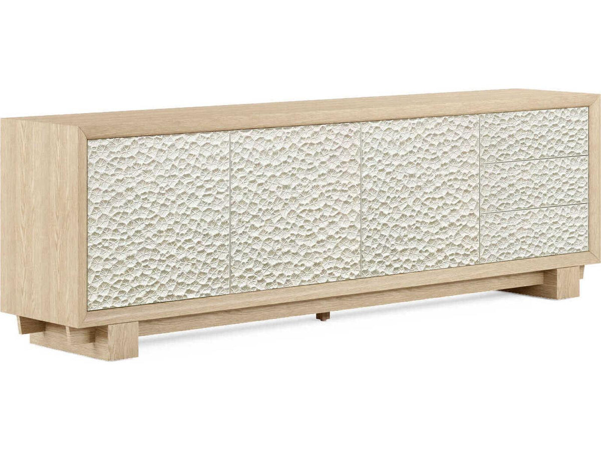 Water Pelagic Cast Metal Entertainment Console in White Washed Oak