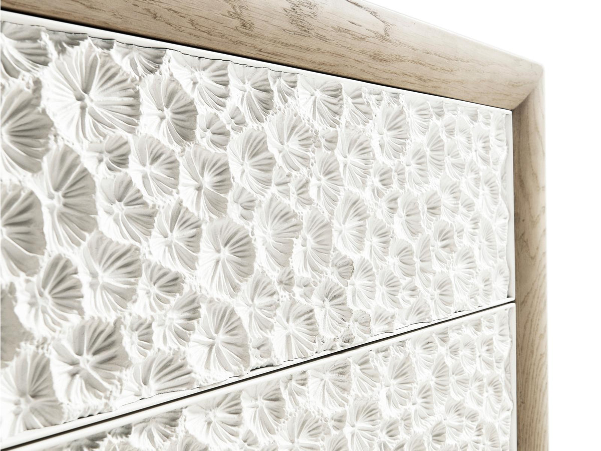 Water Pelagic Cast Metal Entertainment Console in White Washed Oak