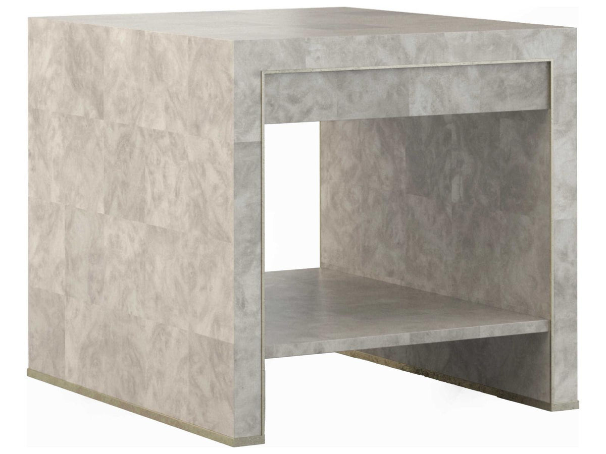 Water Rectangular Madrona Burr End Table in Smoke Gray