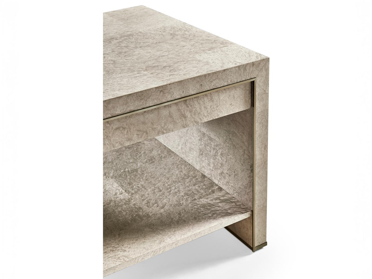 Water Rectangular Madrona Burr End Table in Smoke Gray