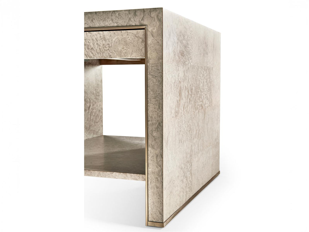 Water Rectangular Madrona Burr End Table in Smoke Gray