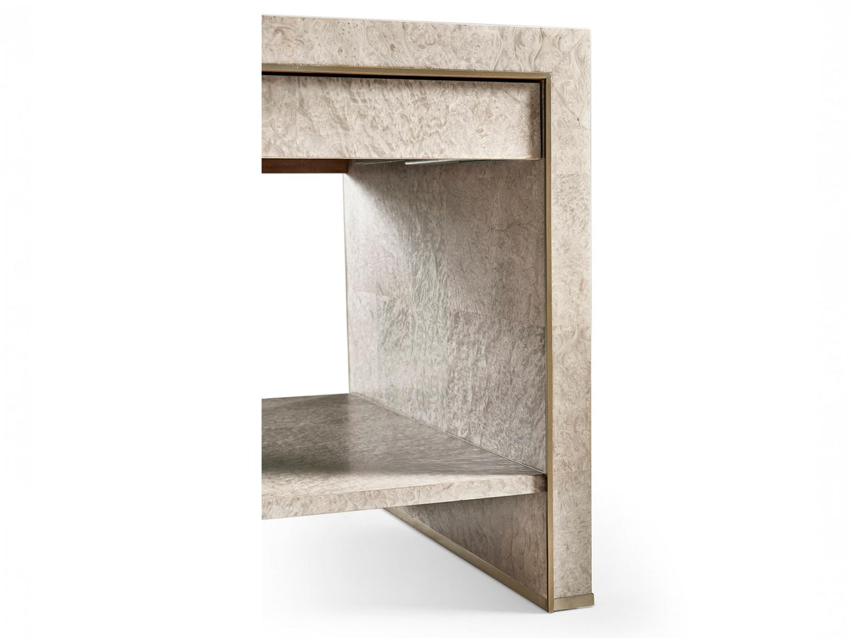 Water Rectangular Madrona Burr End Table in Smoke Gray