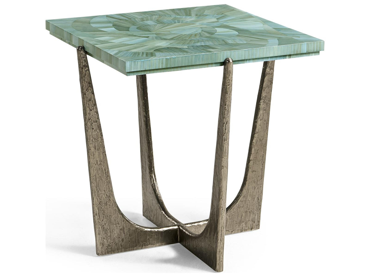 Water Seaglass Square End Table in Blue Straw