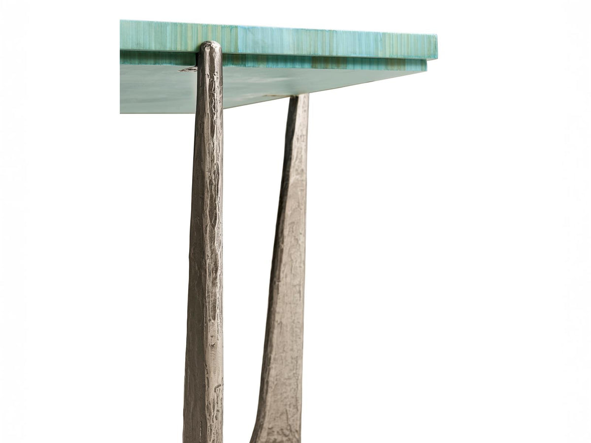 Water Seaglass Square End Table in Blue Straw
