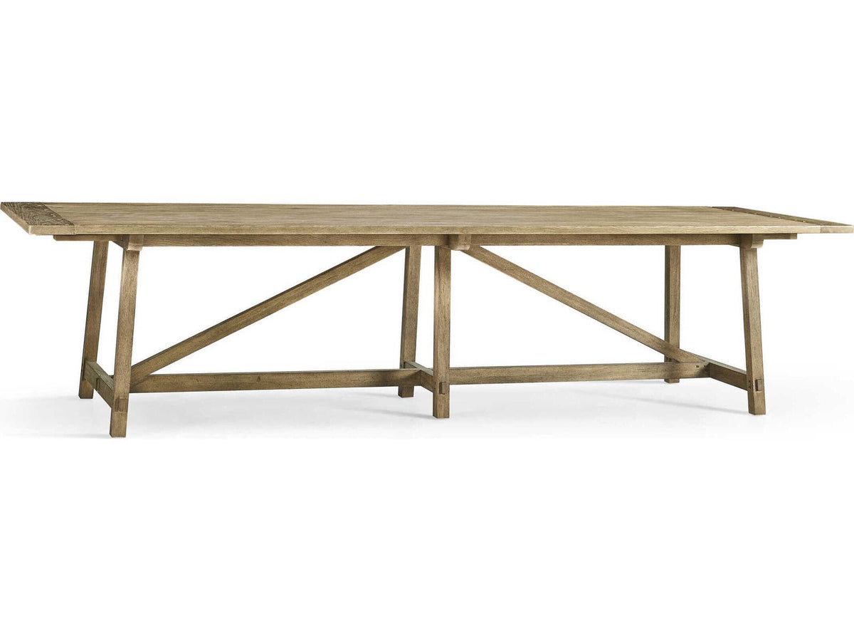 Timeless Sidereal French Laundry Rectangular Extendable Dining Table in Stripped Brown Chestnut