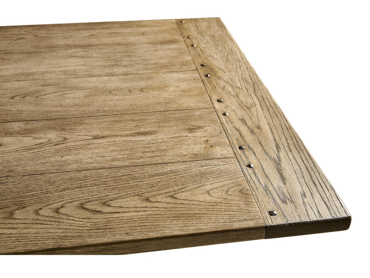 Timeless Sidereal French Laundry Rectangular Extendable Dining Table in Stripped Brown Chestnut