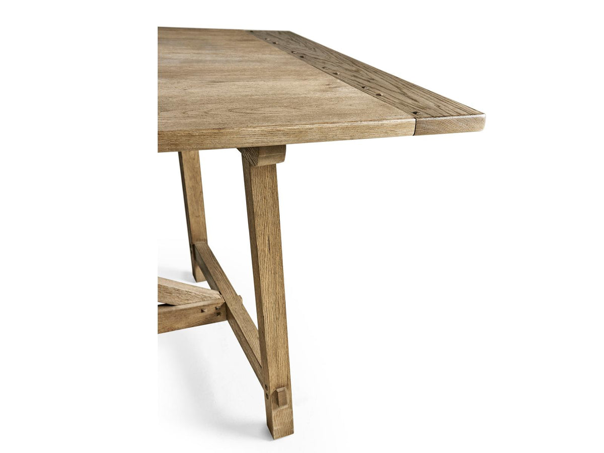 Timeless Sidereal French Laundry Rectangular Extendable Dining Table in Stripped Brown Chestnut