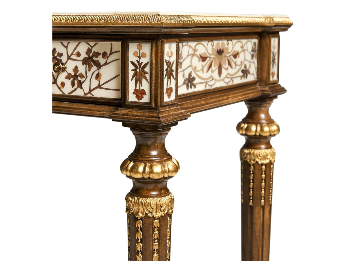 Trianon Rectangular Oak Leaf Parquetry Console Table