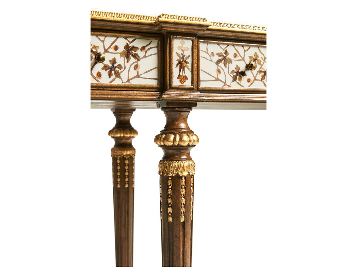 Trianon Rectangular Oak Leaf Parquetry Console Table