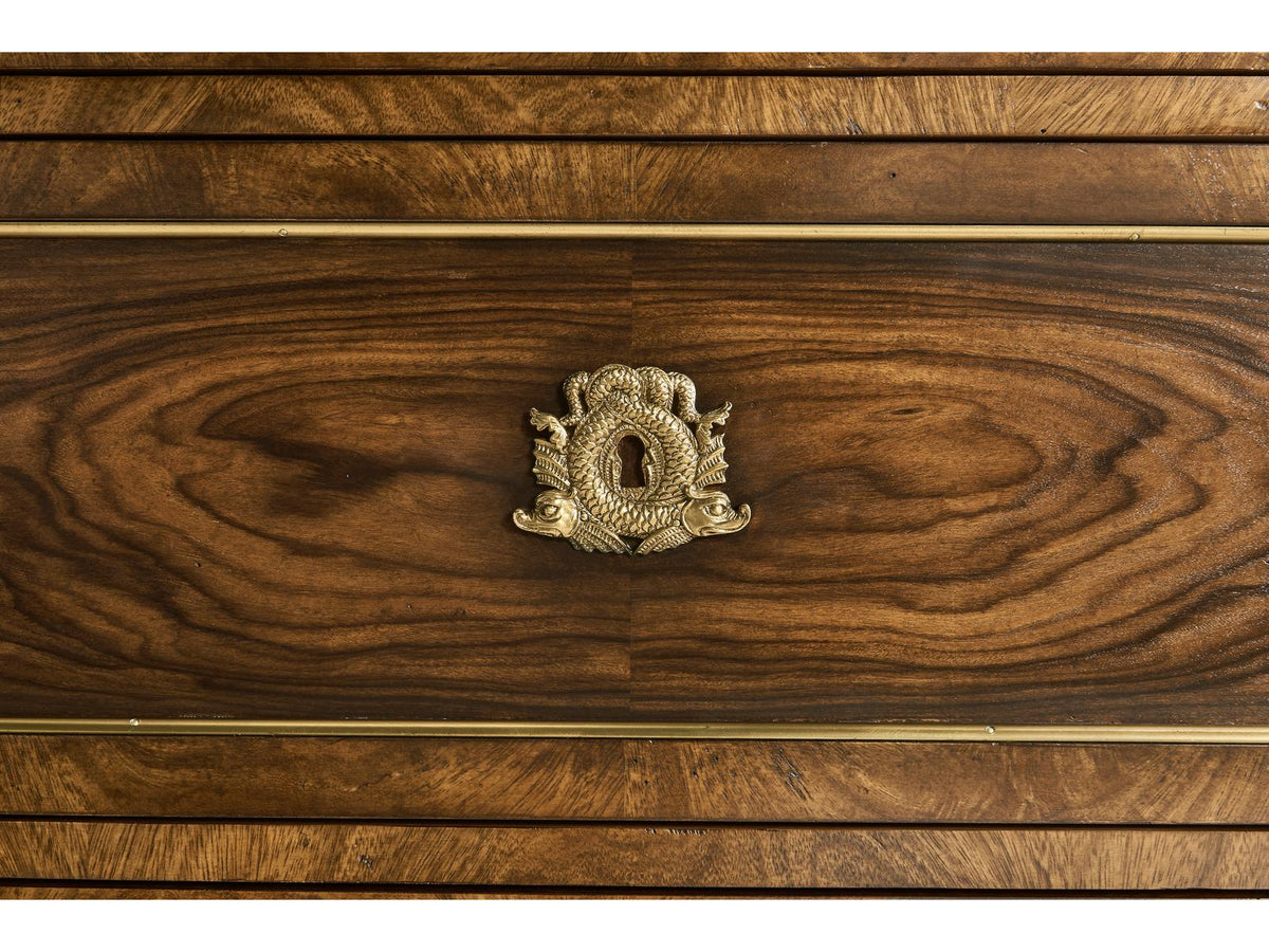 Viceroy Santos Brown Mahogany Wood Accent Chest with Brass Inlay